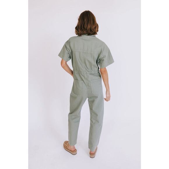 NWT We The Free Marci Jumpsuit in Washed Army Free People SIZE S. Denim Utility - Picture 5 of 11
